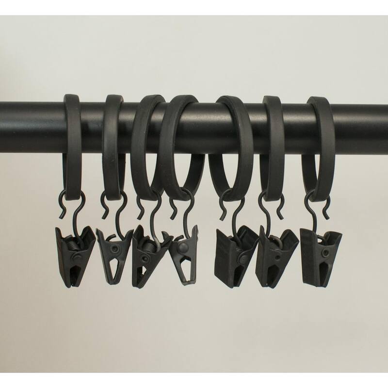 Set of 7 Zinc Cast Curtain Drapery Flat Rings with Clips 1 1/8" Inch Inner Diameter