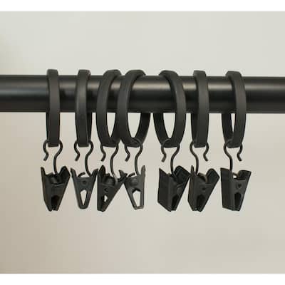 Set of 7 Zinc Cast Curtain Drapery Flat Rings with Clips 1 1/8" Inch Inner Diameter