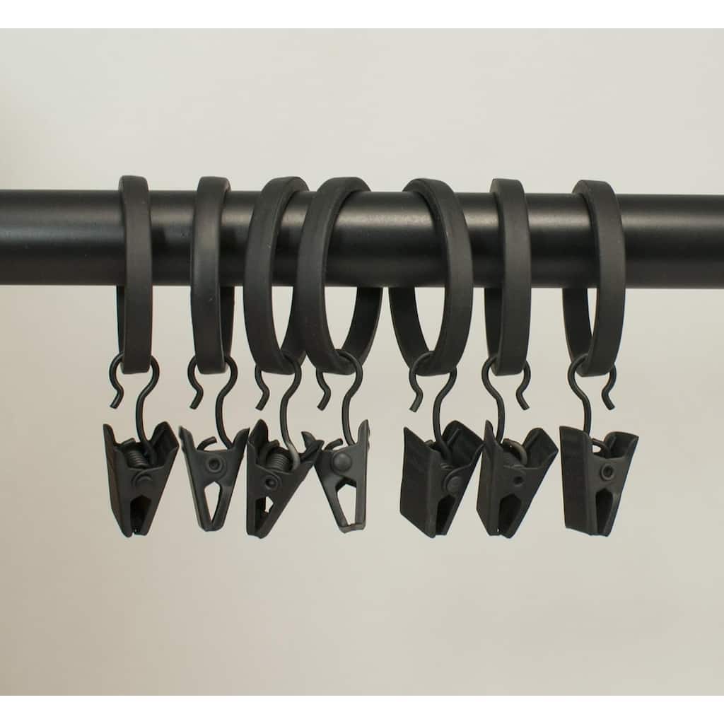 Set of 7 Zinc Cast Curtain Drapery Flat Rings with Clips 1 1/8" Inch Inner Diameter