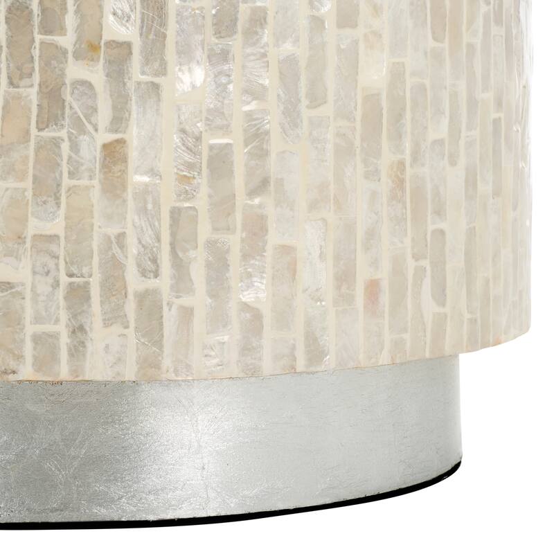 SAFAVIEH Scarlett Capiz Shell Round Accent Table (Fully Assembled) - 14"W x 14"D x 20"H