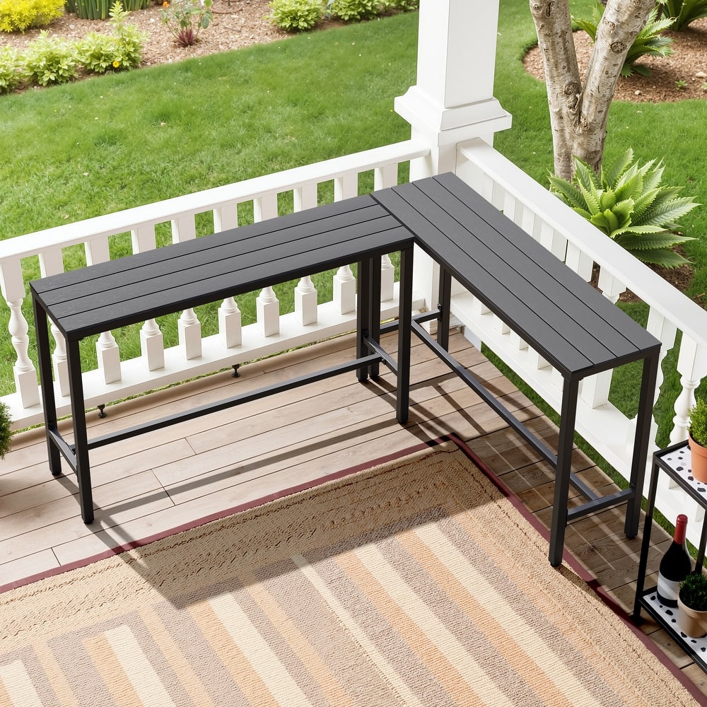 Crestlive Products Patio Outdoor Bar Table Rectangle Pub Table