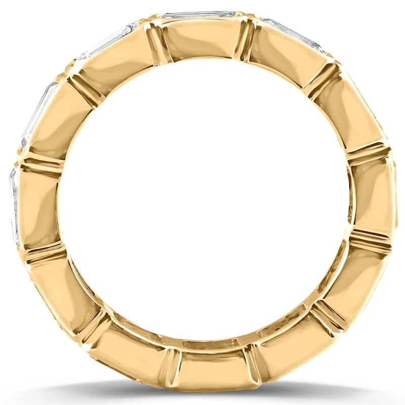 4Ct Emerald Cut Diamond Eternity Ring Horizontal Bezel Lab Grown Gold
