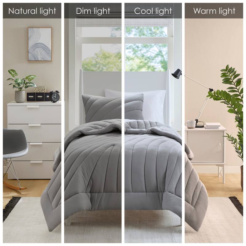 GDF Studio - Elowen Poly Jersey Puffy Comforter Set with Quilted Design