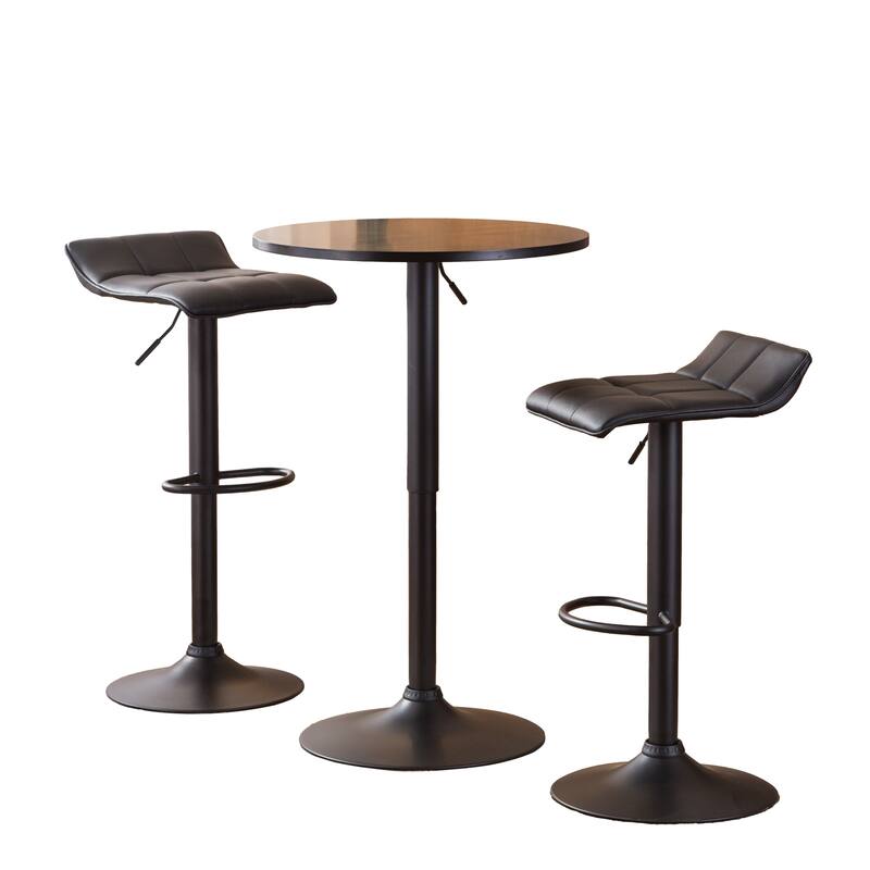 Modern 3-Piece Dining Set with Adjustable Height Bar Table & 2 Swivel Stools