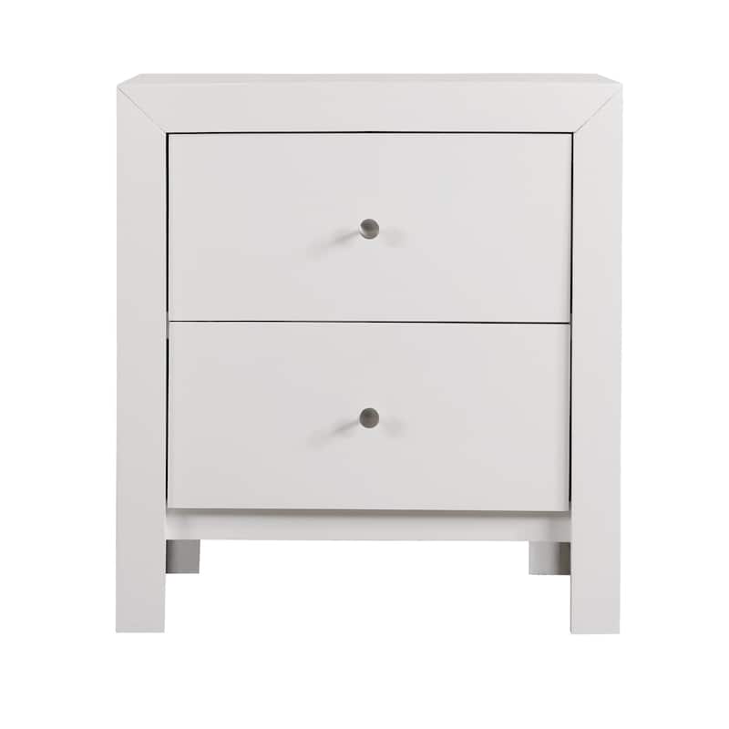 2-Dovetail Drawer Wooden Nightstand - 25" - White