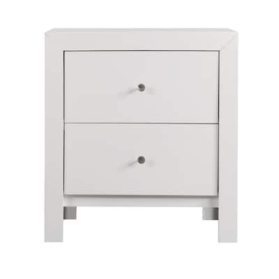 2-Dovetail Drawer Wooden Nightstand - 25" - White