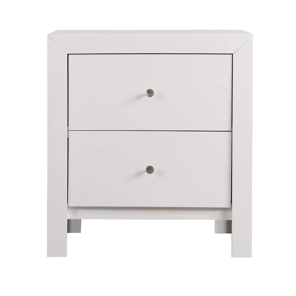 2-Dovetail Drawer Wooden Nightstand - 25" - White