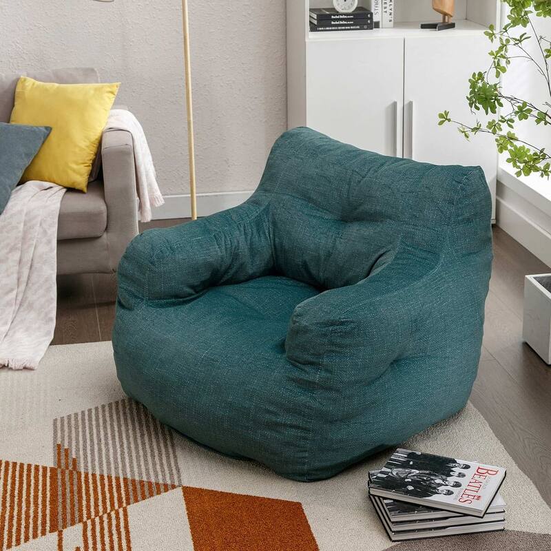 Modern & Elegant Bean Bag Chair | High Resilience Foam | Teddy Fabric or Cotton Linen | Versatile Lounge Seating