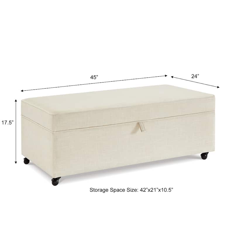 Modern Large Comfort Sofa Ottoman with Storage,Storage Ottoman - Ivory