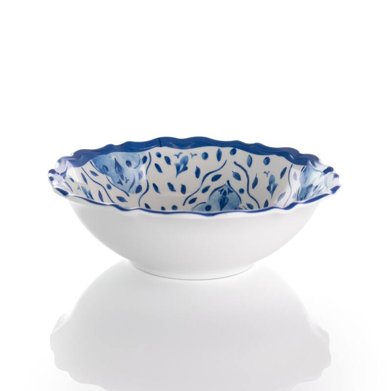 Elama Blue Garden 12 pc Scalloped Lightweight Melamine Dinnerware