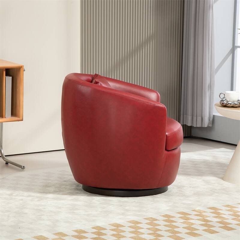 Upholstered Swivel Barrel Armchair with Storage and Metal Base