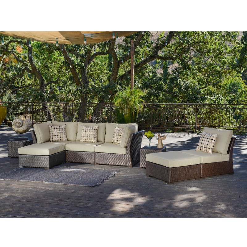 Corvus Oreanne 8-piece Brown Wicker Sectional Patio Furniture Set