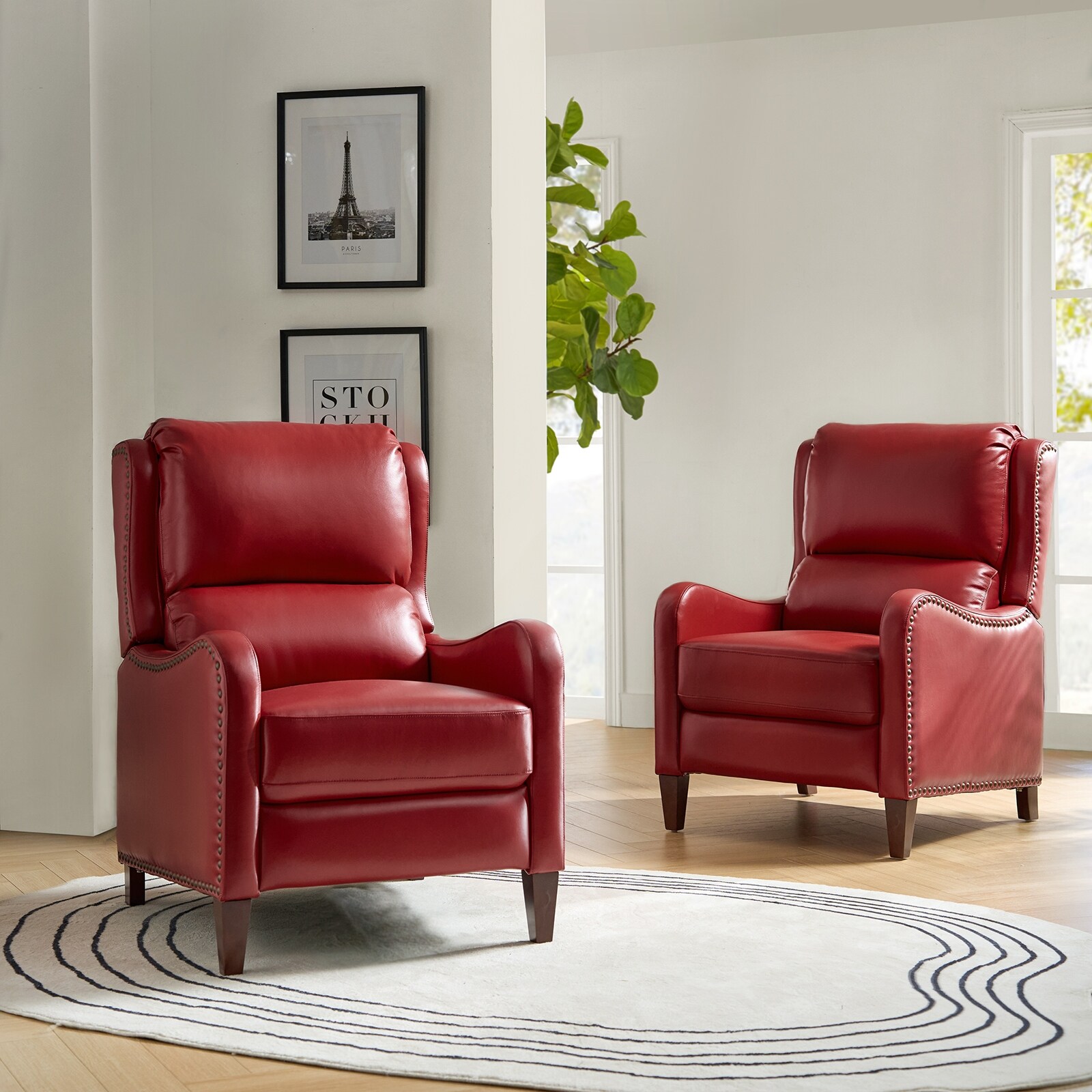 Leather recliner chair with deals nailhead trim