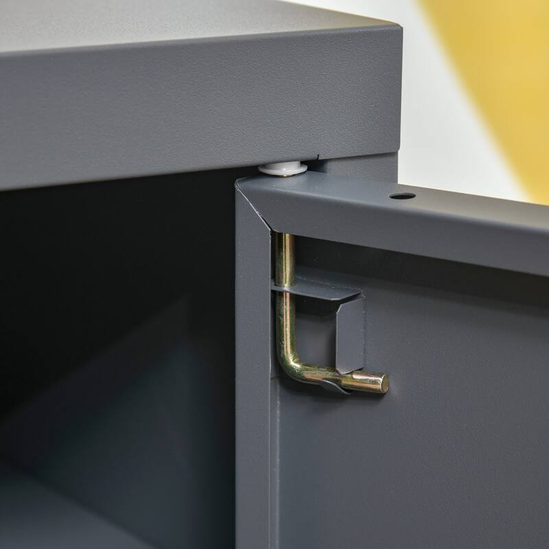 Steel End Table with Adjustable Shelf and Magnetic Door Storage