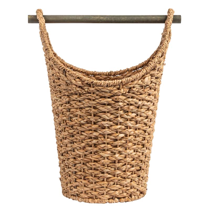Braided Oval Toilet Paper Basket with Wood Bar