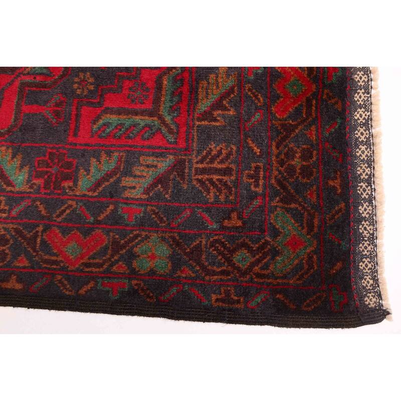 ECARPETGALLERY Hand-knotted Teimani Dark Navy, Red Wool Rug - 3'3 x 6'8