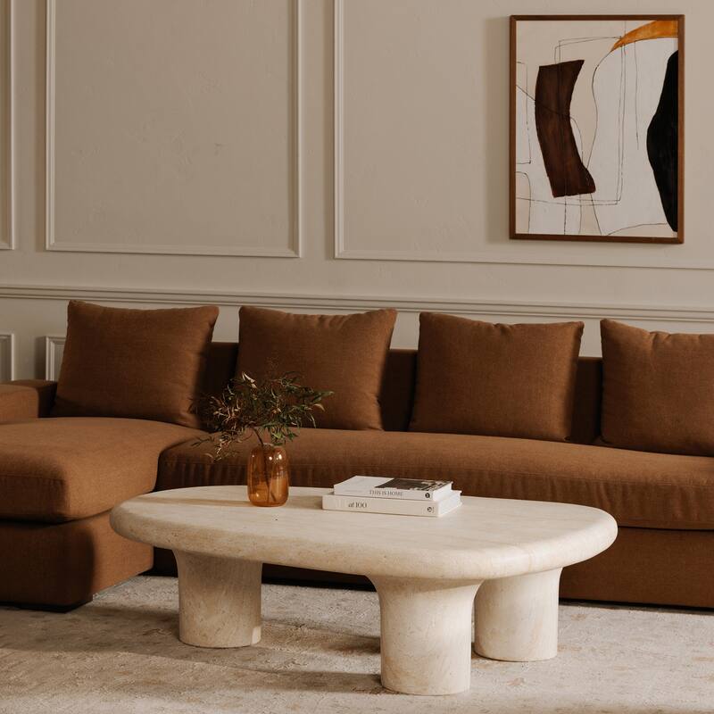 NADAAL STUDIOS Cavan Right-Facing Sectional Sofa, Wide Track Arms, Performance Polyester Upholstery, Seats 5, Rust