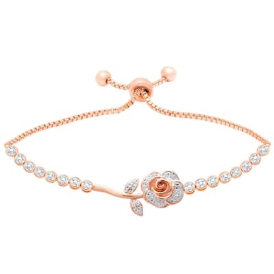 Victoria Townsend Rose Gold Diamond Accent Flower Adjustable Bracelet