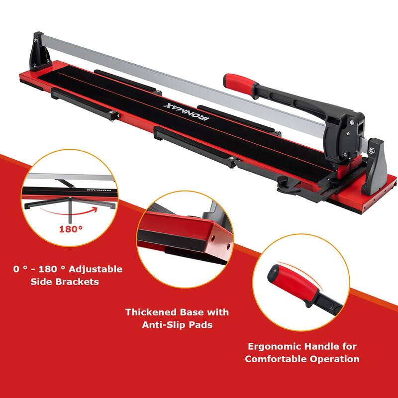 IronMax 48'' Manual Tile Cutter Porcelain Cutter Machine Tungsten - Black/Red - 56.5''x 9''x 9''(Lx Wx H)