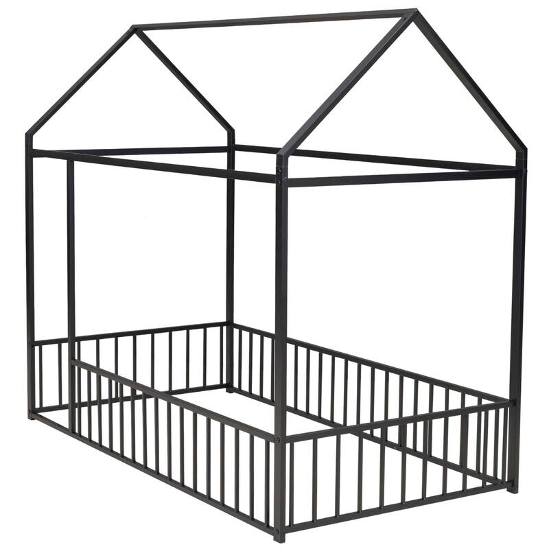 Metal Bed House Bed with Fence