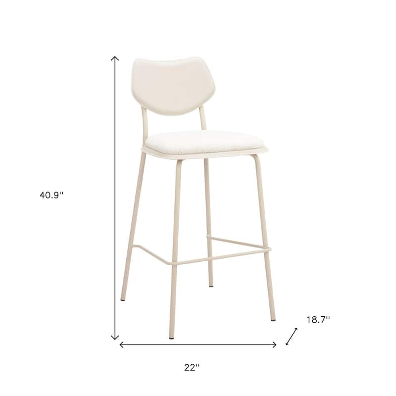 HomeRoots Set of Four 30" Light Gray Fabric Faux Leather and Steel Bar Height Bar Chairs