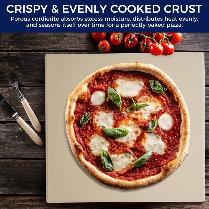 Cordierite Pizza Stone for Grill and Oven - 12" x 12" - 0.6" Thick - 12" x 12"