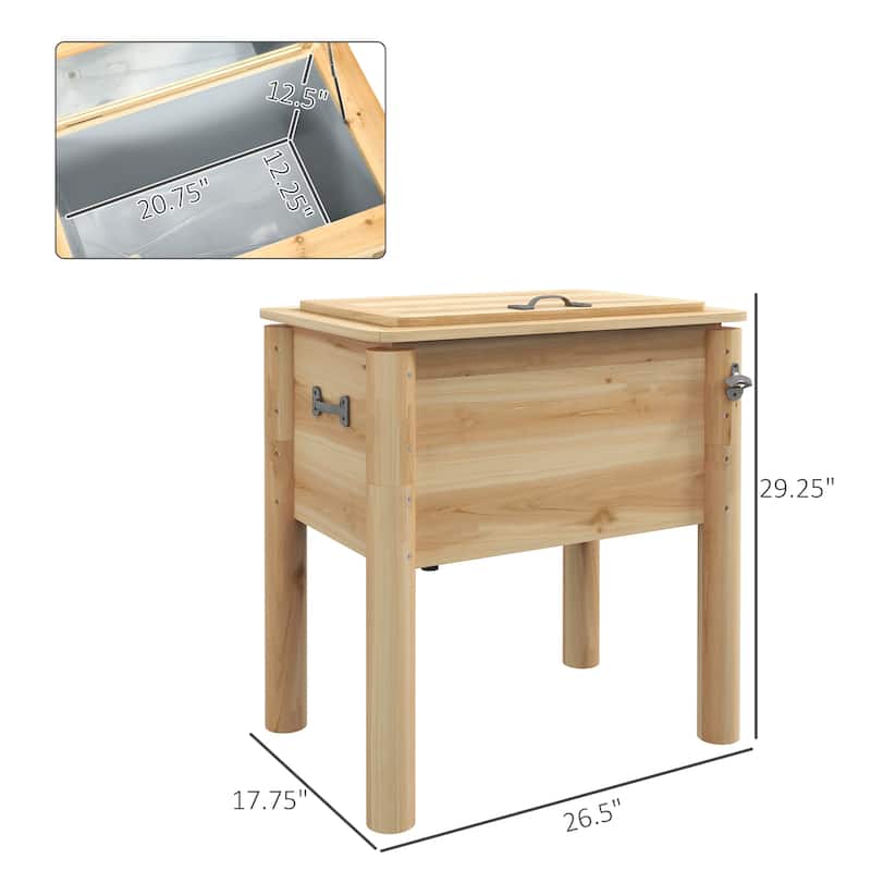 Outsunny Wooden Patio Cooler, 54Qt. Outdoor Beverage Cooler with Bottle Opener and 3 Handles