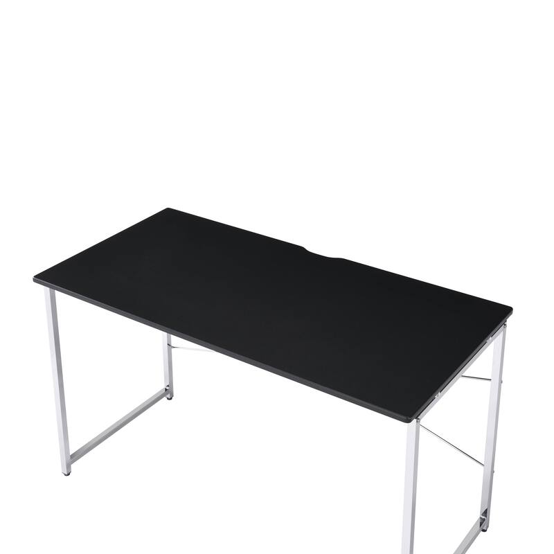 Contemporary Writing Desk with X-Shape Cross Bar, Sleek Design, and 4-Tier Shelf for Organized Workspaces