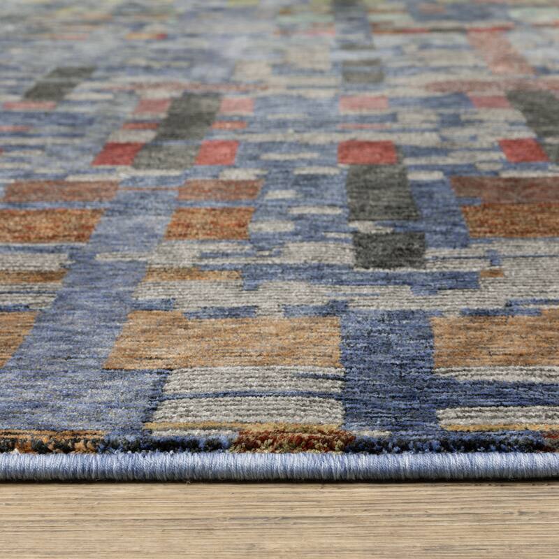 Tobias Abstract Geometric Blue/ Multi Area Rug