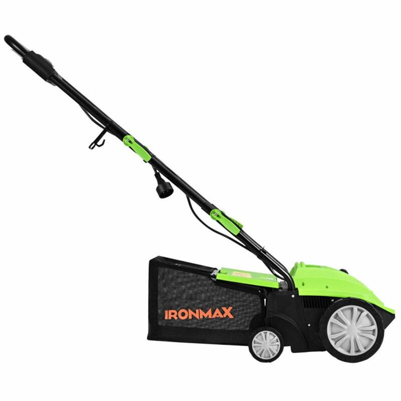 12-AMP Corded Electric Scarifier & Dethatcher 13" Cutting Width with 40L Grass Collection Bag - 40" x 20" x 40"