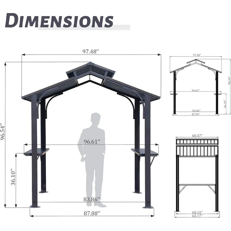 8'X5' hardtop barbecue gazebo