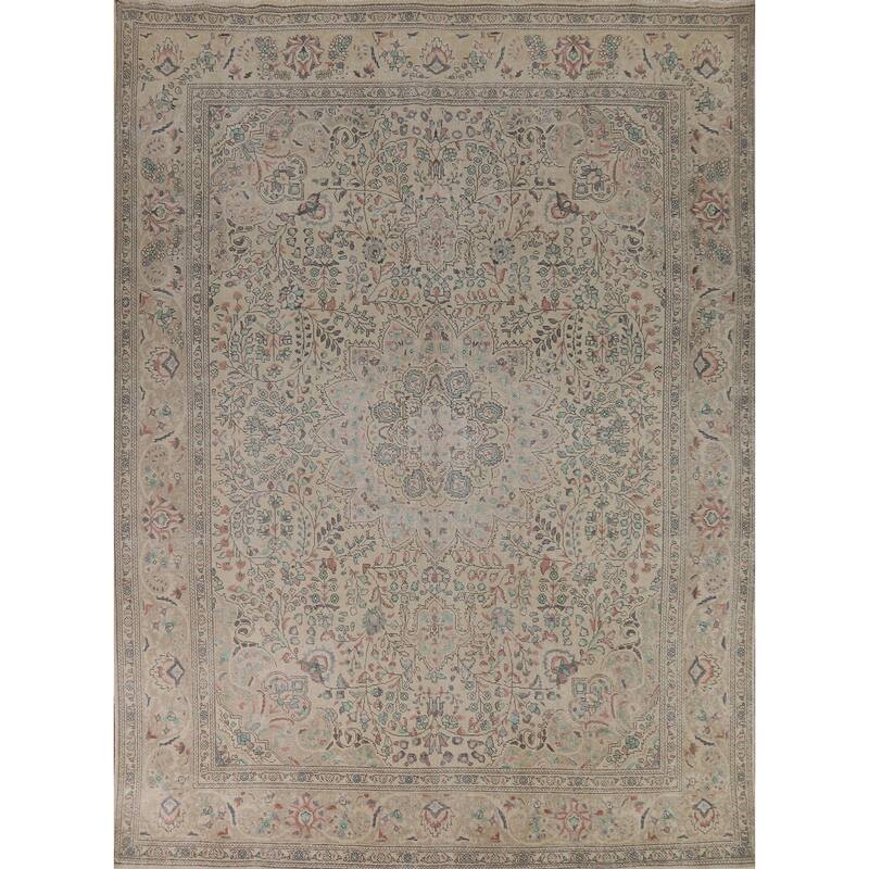 Floral Tabriz Persian Area Rug Hand-Knotted Wool Carpet - 9'10"x 12'6"