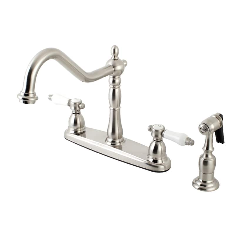 Kingston Brass Vintage Porcelain 8-inch Centerset Kitchen Faucet with Side Sprayer