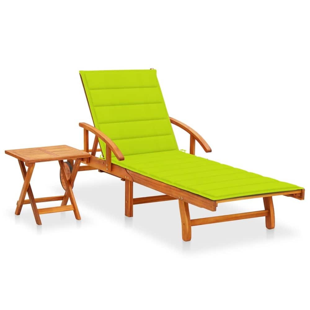 vidaXL Patio Lounge Chair Sunbed Sunlounger with Cushion Solid Acacia Wood