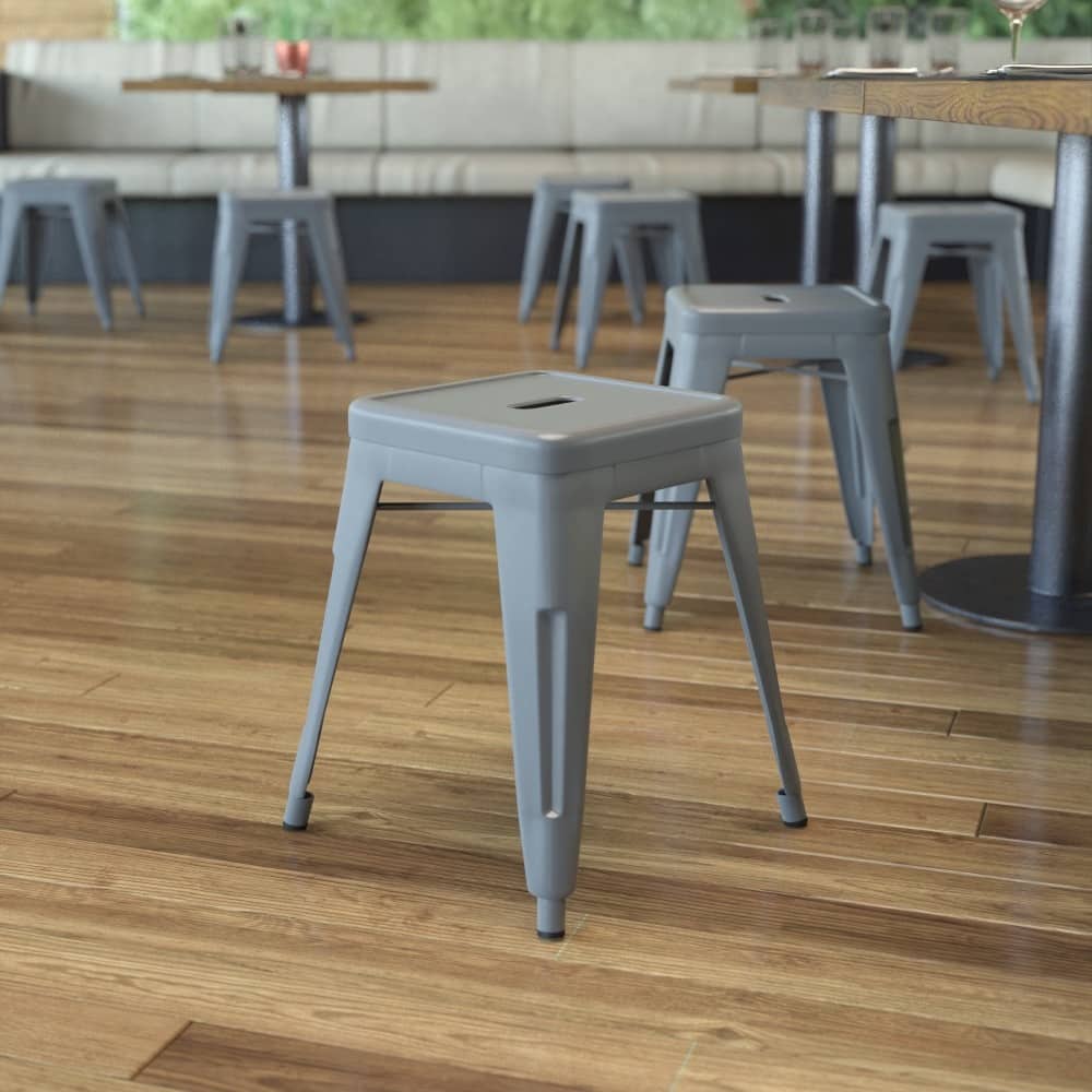 18 Inch Table Height Indoor Stackable Metal Dining Stool-Set of 4 - 15.75"D x 15.75"W x 18"H
