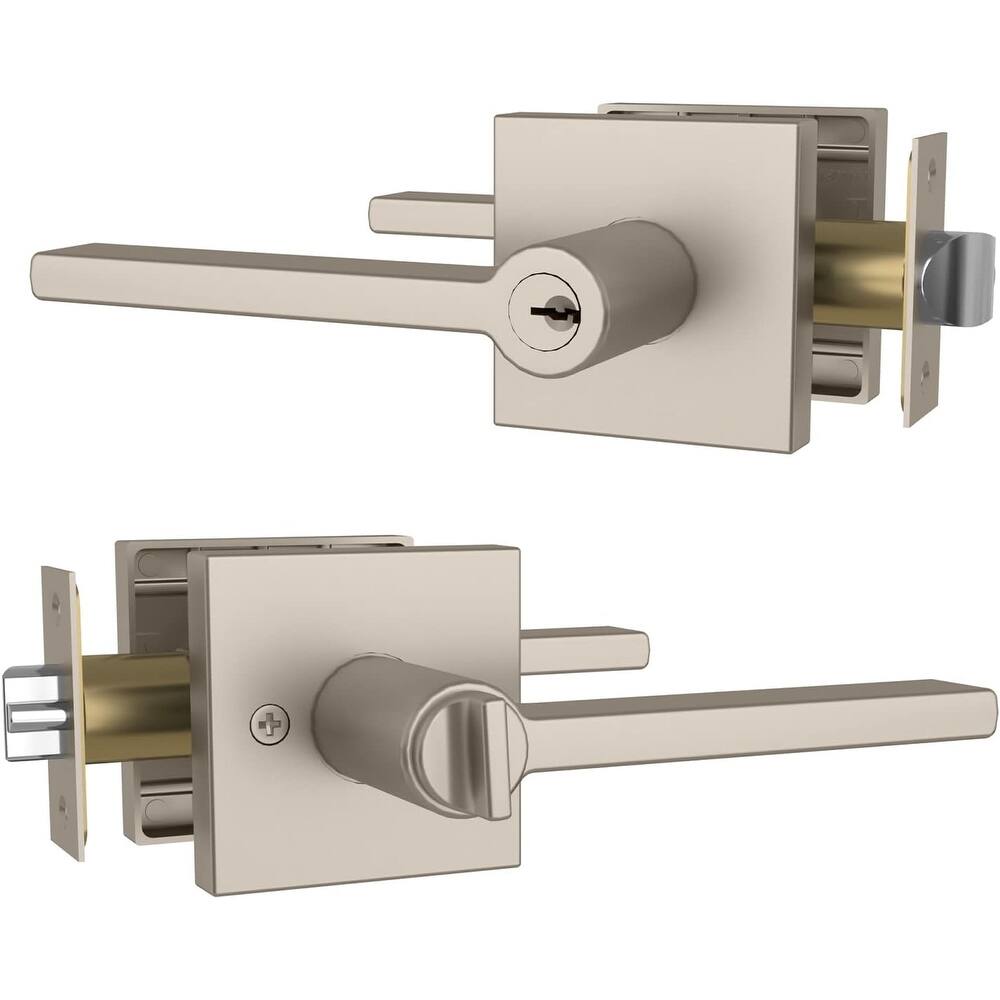 Mega Handles PRIME Entry Door Lever Handle Set – Reversible Square Door Lock for Left- or Right-Handed Doors, Heavy-Duty Design