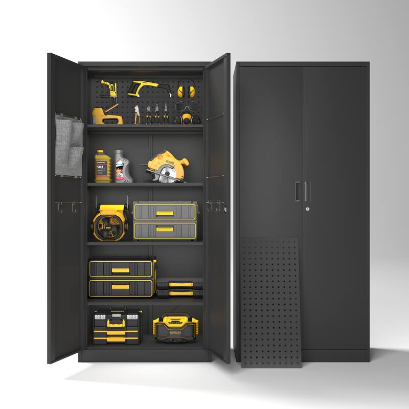 70 inches, modern kitchen storage cabinet, metal storage locker, which can be used in six layers - Black