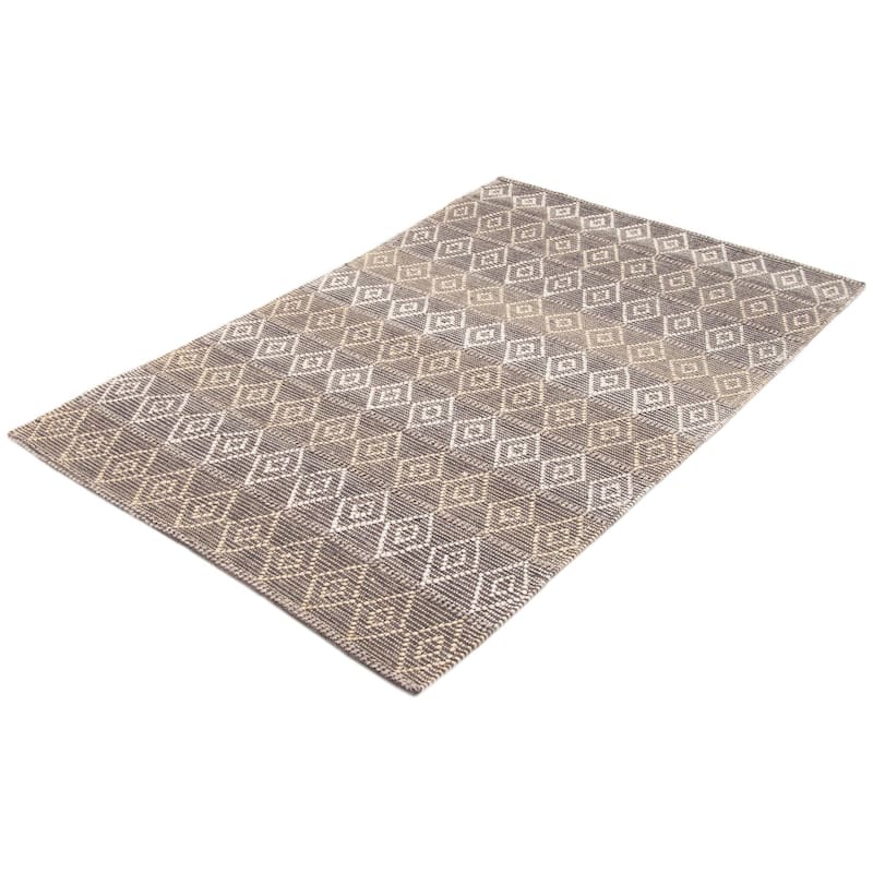 ECARPETGALLERY Braid weave Sienna Grey Wool Rug - 5'1 x 8'3