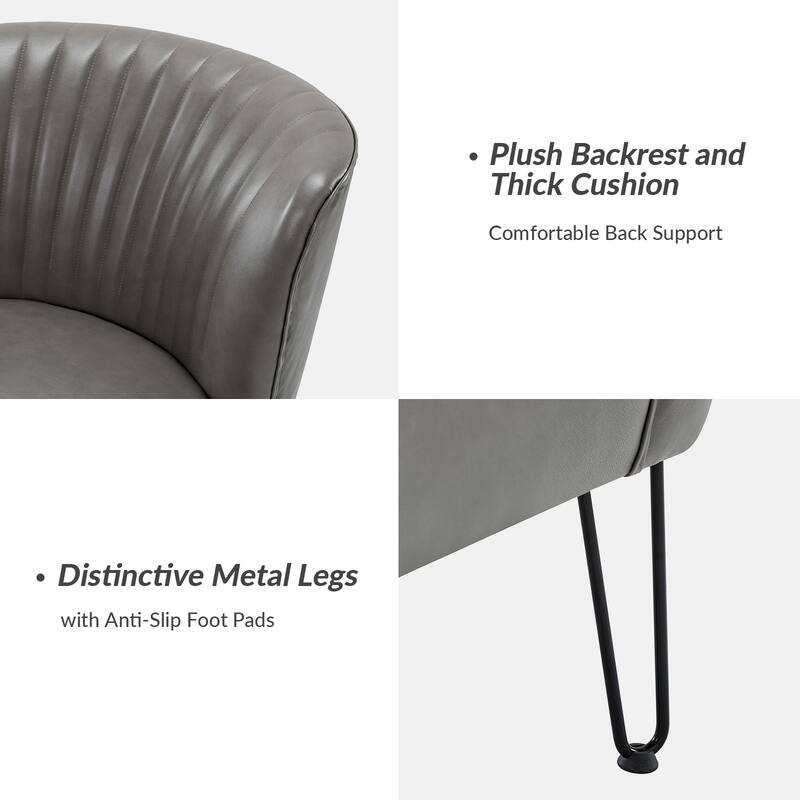 Donia Modern Faux Leather Armless Wingback Side Chair with Metal Legs Set of 2 by HULALA HOME