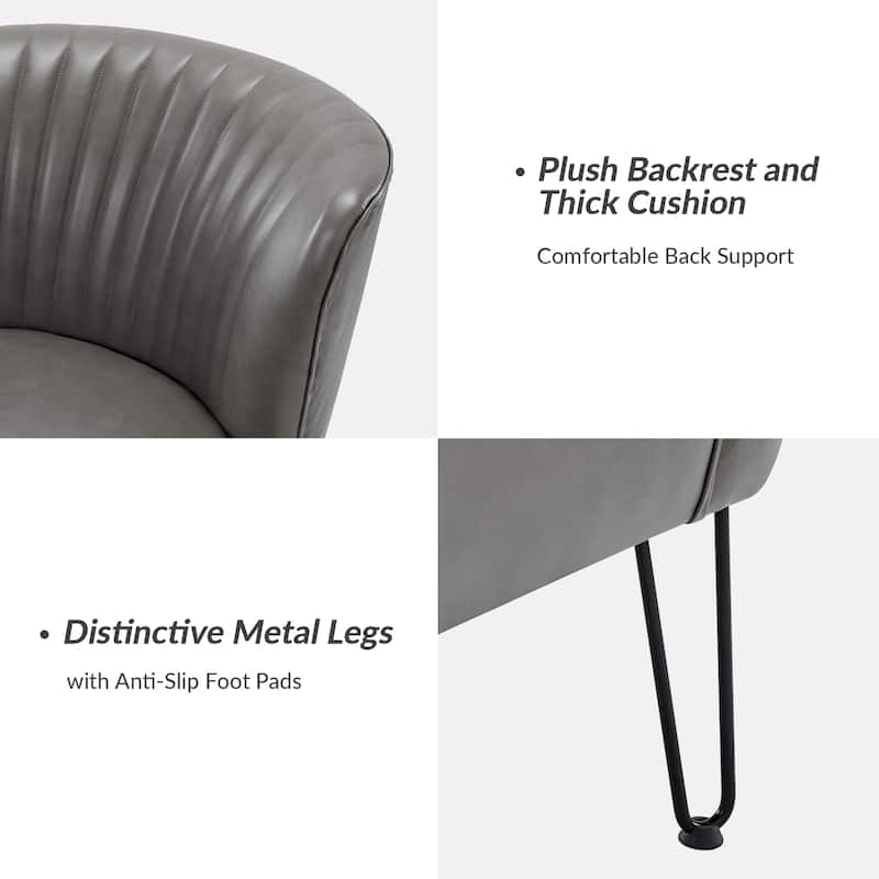 Donia Modern Faux Leather Wingback Armless Side Chair with Metal Legs by HULALA HOME