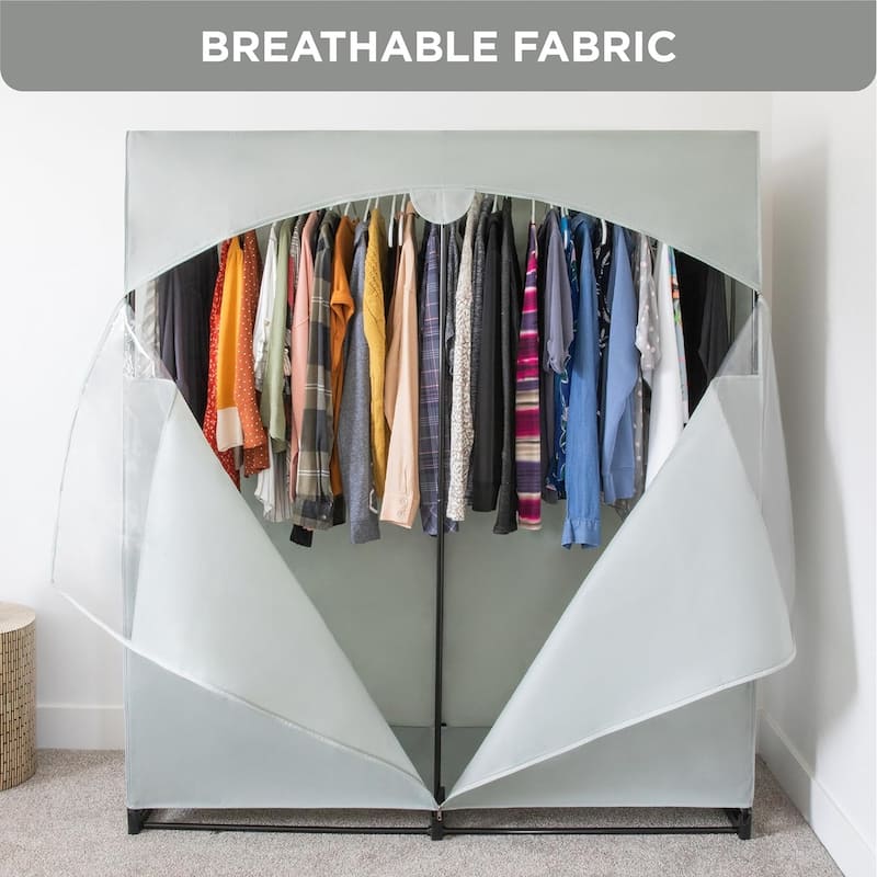 HOLDN’ STORAGE Portable Wardrobe Closet for Hanging Clothes - Large - Heavy Duty Hanging Rod with 50 Lb. Weight Capacity