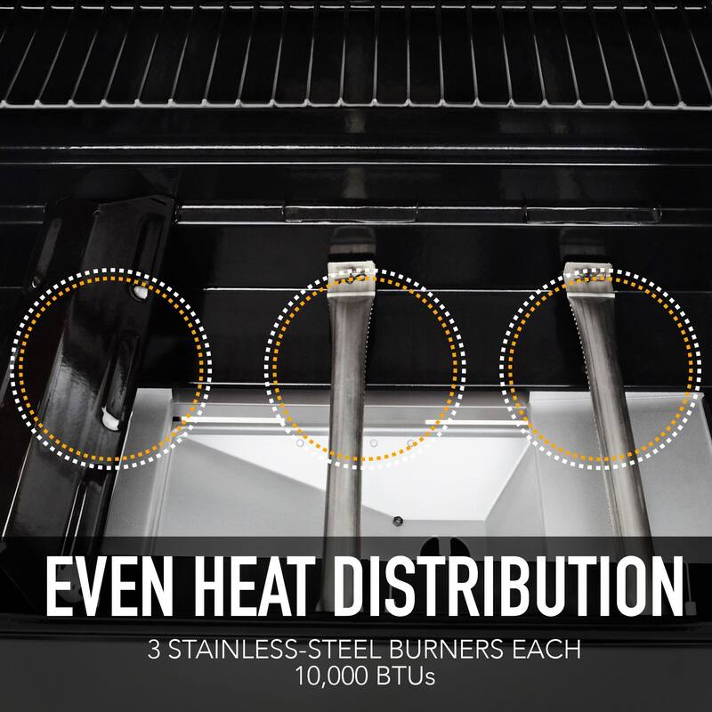 Permasteel 3-Burner Propane Gas Grill with Foldable Side Shelves
