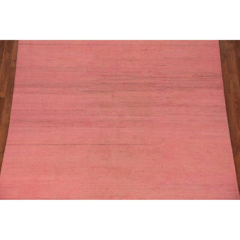 Pink Modern Gabbeh Oriental Area Rug Hand-Knotted Wool Carpet - 6'4" x 9'7"