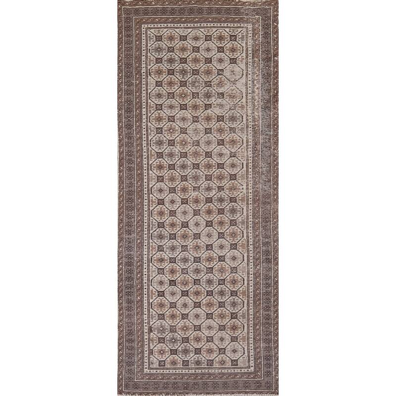 Distressed Balouch Persian Vintage Runner Rug Handmade Wool Carpet - 3'2" x 9'5"