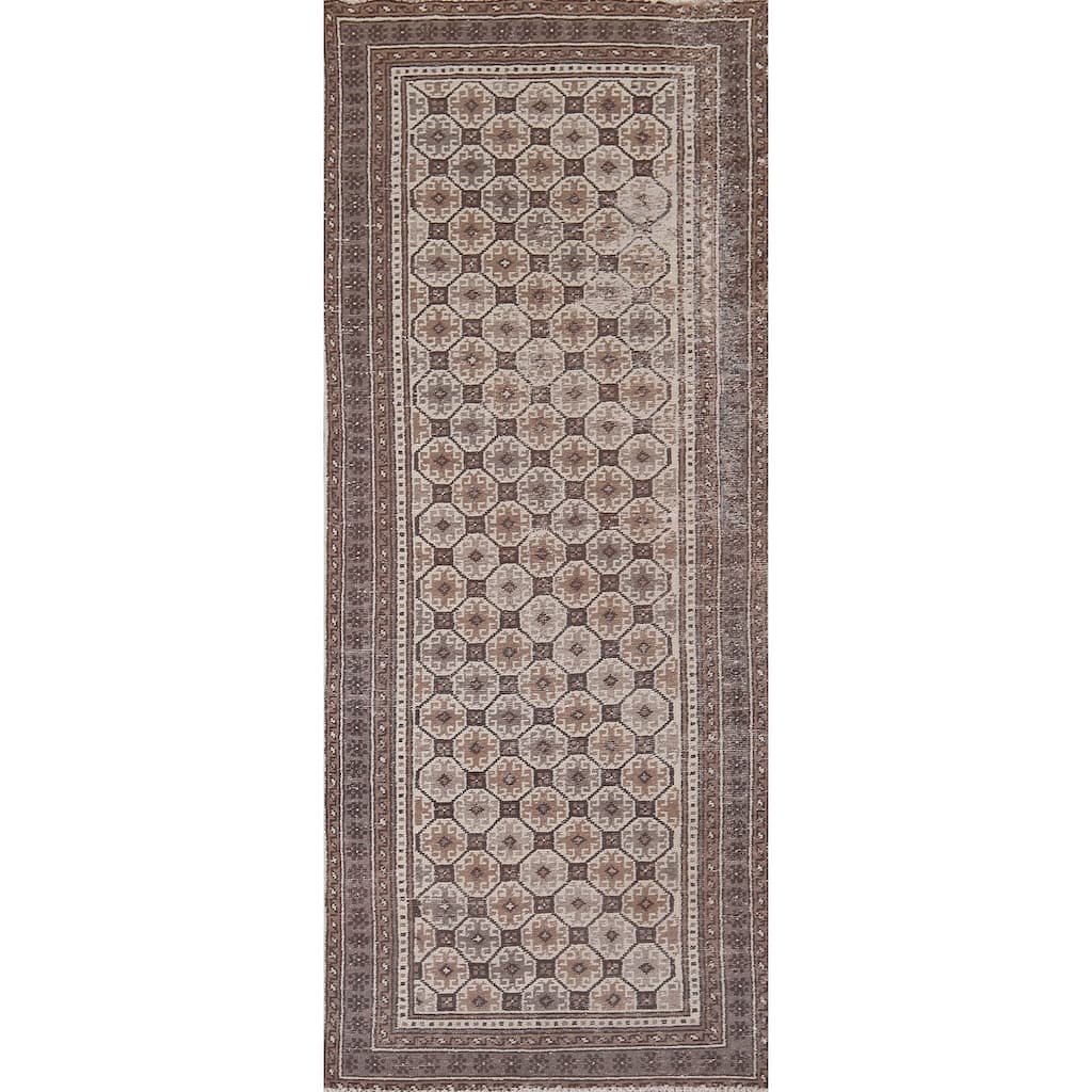 Distressed Balouch Persian Vintage Runner Rug Handmade Wool Carpet - 3'2" x 9'5"
