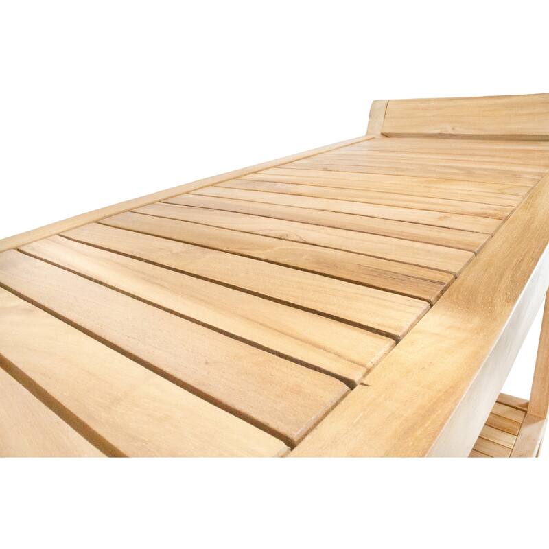 Nordic Style Natural Curved Spa Bench with Shelf - 30"