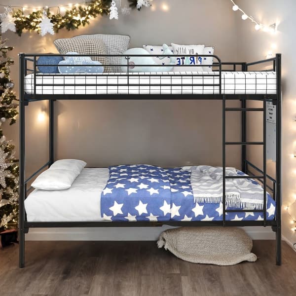 slide 2 of 15, Full Size Loft Bed With Drawer,Desk And Bookshelf for Home Black