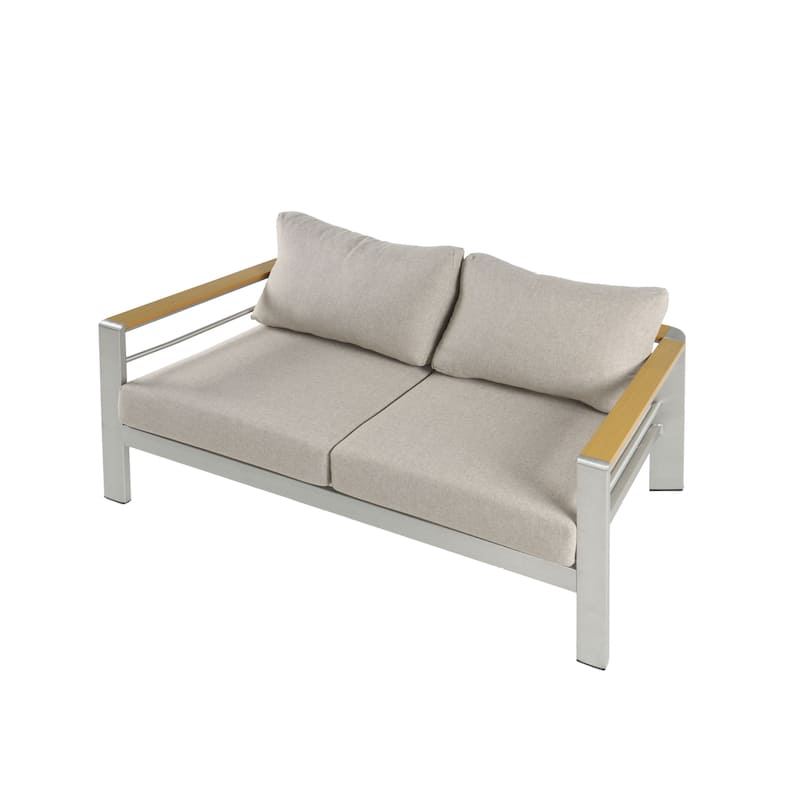 Christopher Knight Home - Everett Outdoor Aluminum Love Seat with Cushions and Rust-Resistant Frame