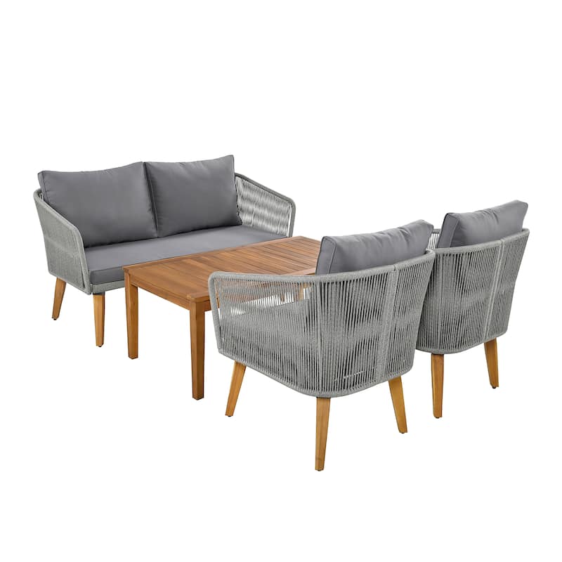 Solid Wood Patio Conversation Set