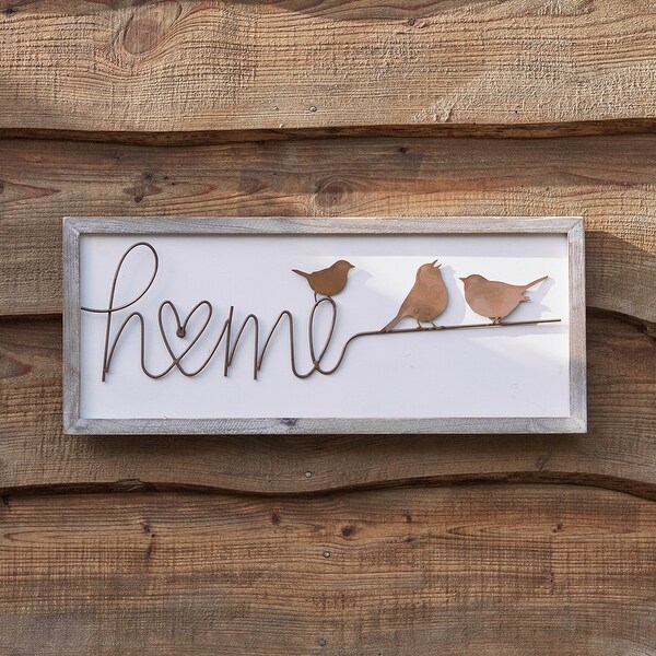 Home Wood and Copper Sign - 23½''W x 1¼''D x 9¾''H